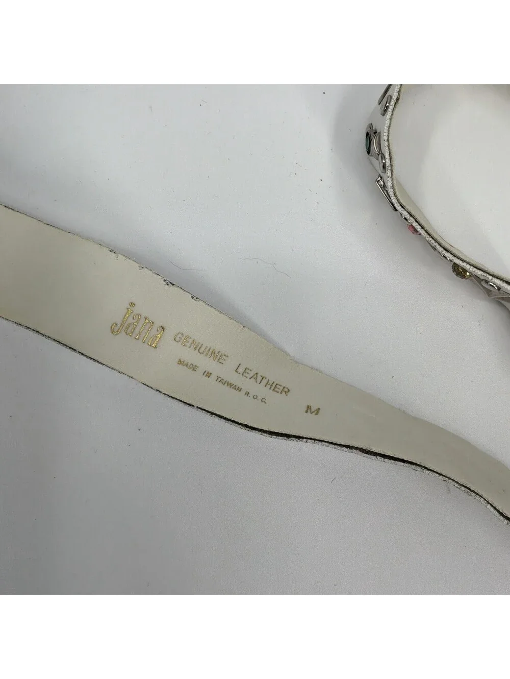 Jana White Bedazzled Rhinestone Y2K Belt Leather Size M